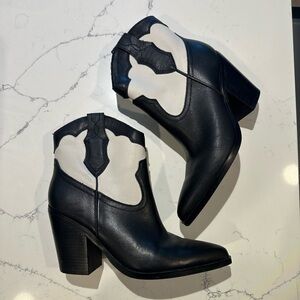 Black and White Western Ankle Boots